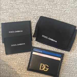 Dolce & Gabbana Black Card Holder with Gold Logo